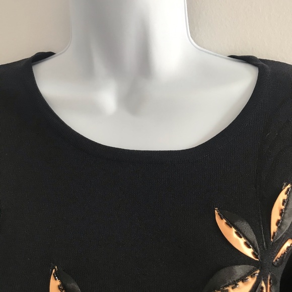 NWOT Marallis Collection Golden Black 3D Leaf Blouse Fall Autumn - Picture 9 of 16